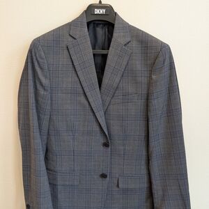 DKNY Men's Gray Plaid Blazer